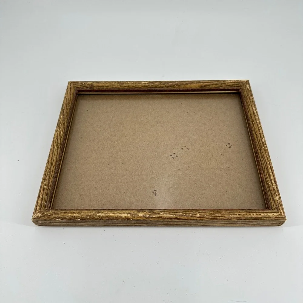 Vintage Wood Grain 8x10 Picture Frame Brown Gold Trim Wall Hanging Decor